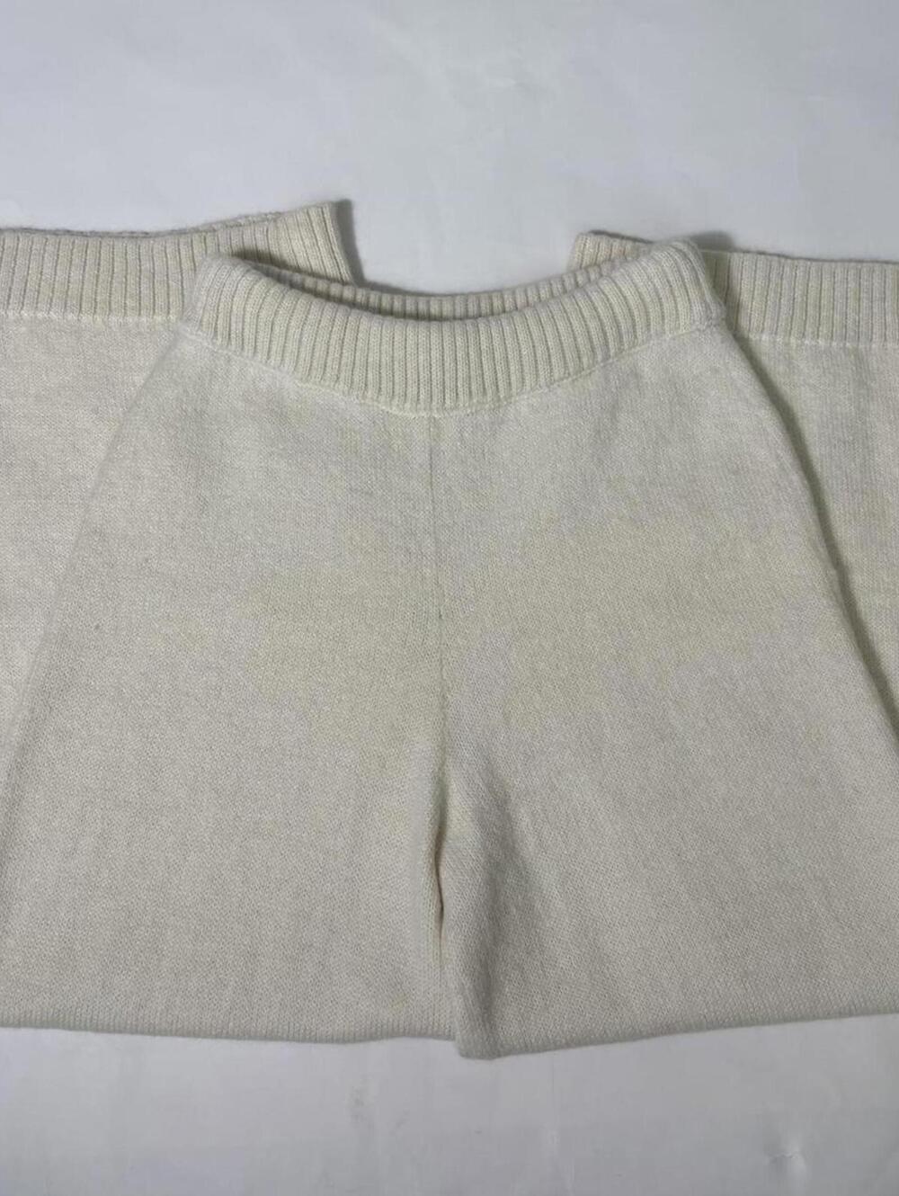 baby alpaca blend cream knit wide leg pants